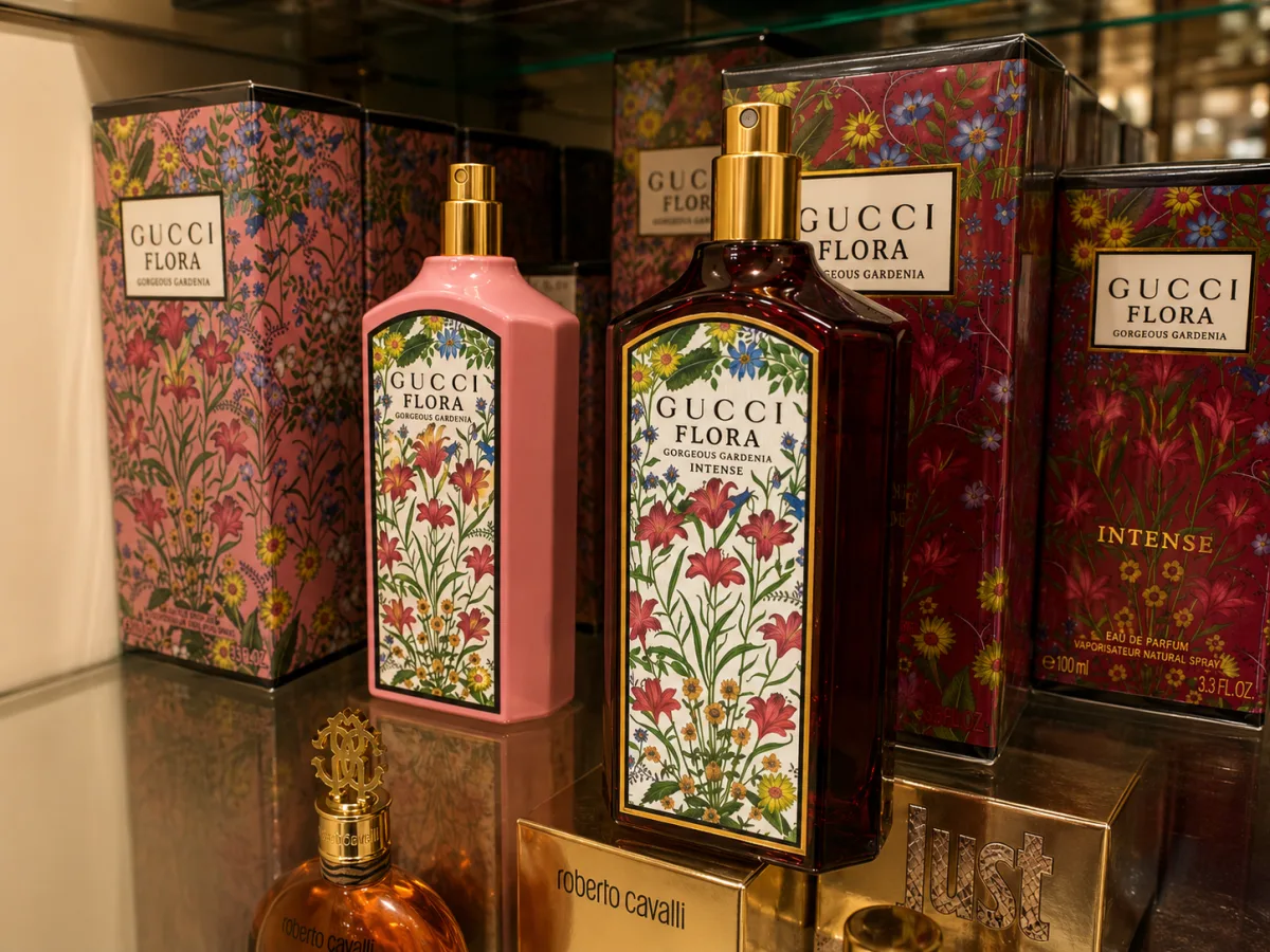 Profumi Gucci Flora Gorgeous Gardenia esposti in profumeria
