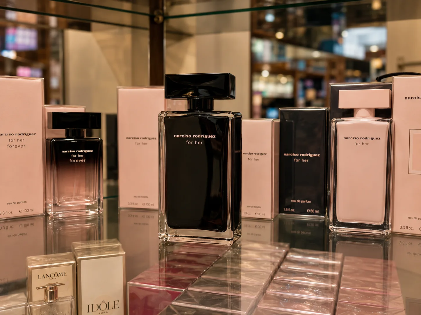 Profumi Narciso Rodriguez For Her esposti in profumeria