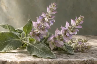 Spighe lilla e foglie vellutate di salvia sclarea