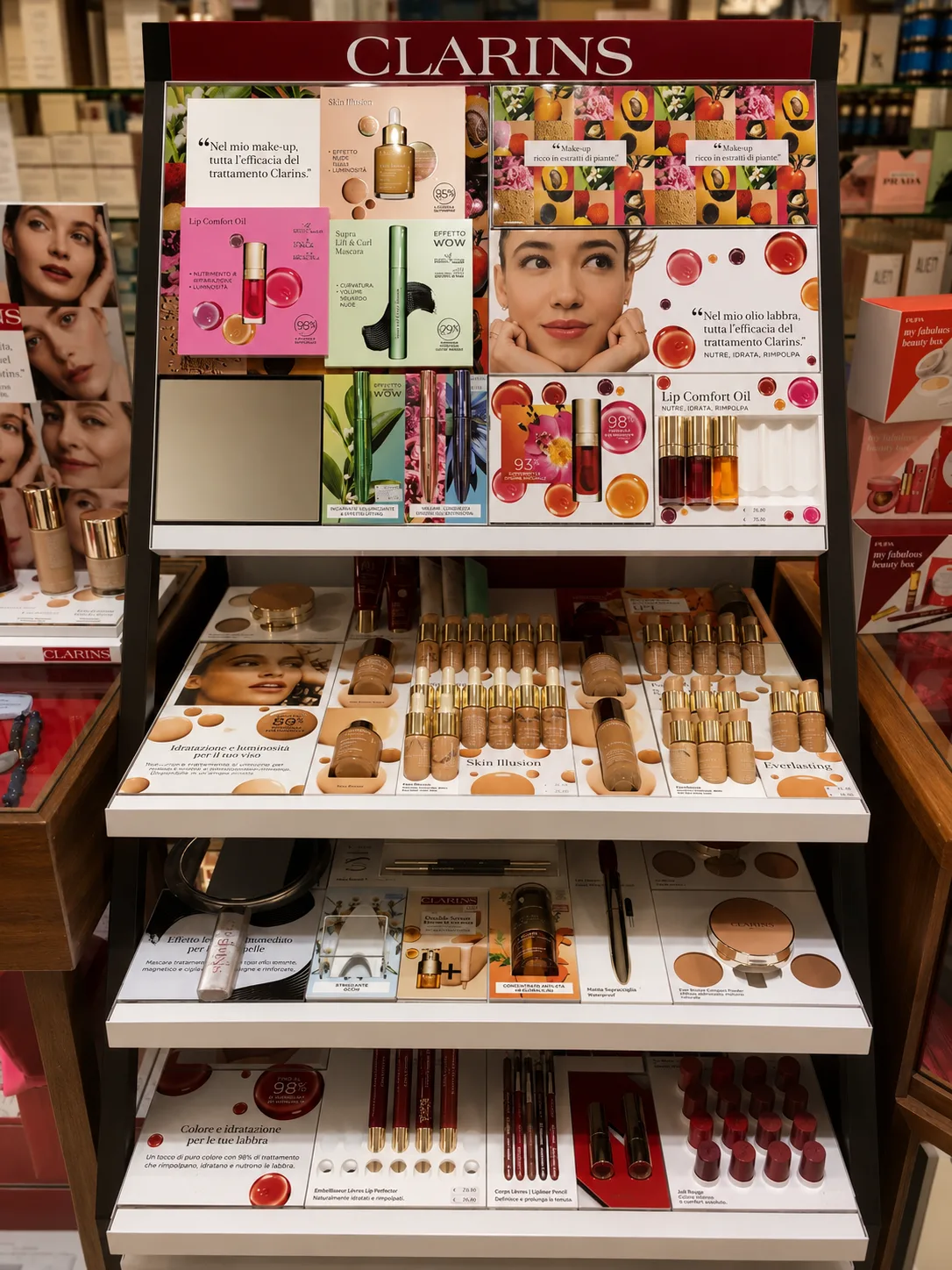 Esposizione Clarins nella Profumeria Marino